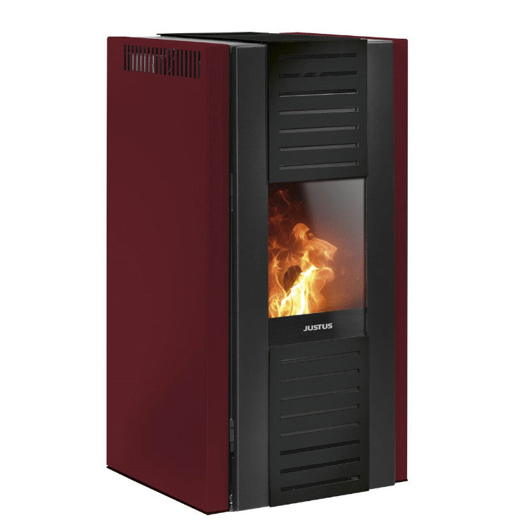 Justus Sirkos | Pelletofen | Stahl Schwarz | 6,0 kW | Bordeauxrot