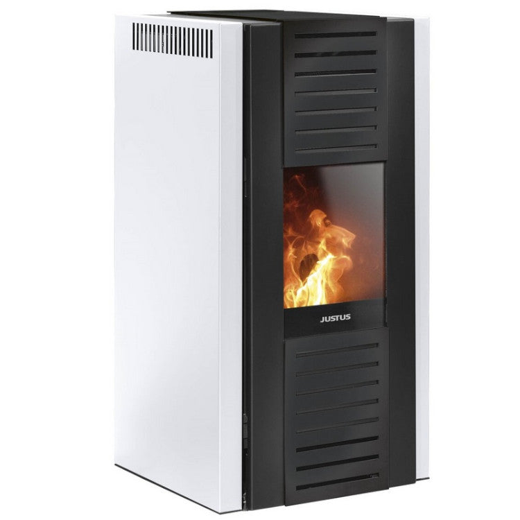 Justus Sirkos | Pelletofen | Stahl Schwarz | 6,0 kW | Weiß | Klimaworld