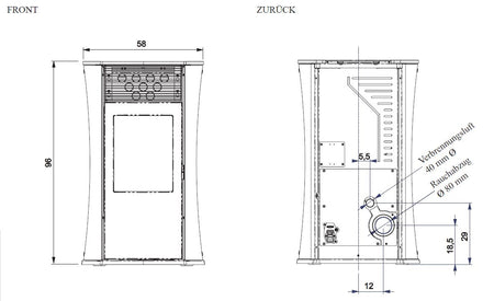 Pelletofen EdilKamin Mya Stahl dunkelgrau 7 kW mit Fernbedienung
