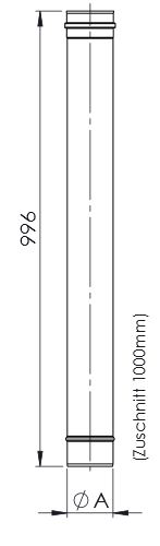 Pelletrohr Verbindungsleitung Längenelement DN 80mm 1000mm