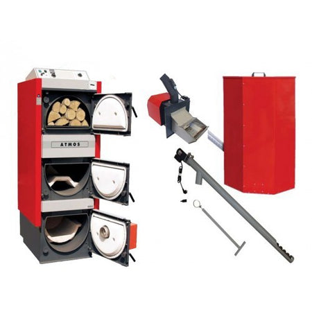 Pelletskessel Atmos DC32SP 35 kW Kombikessel inkl. A25 und Förderschnecke