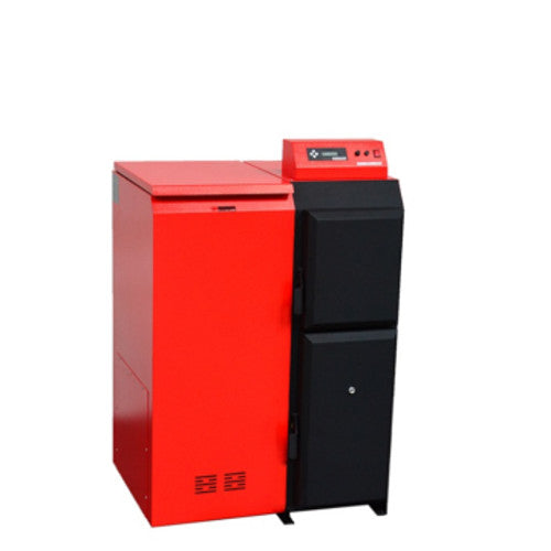 ThermoFlux Pelletheizung Pelling 50 ECO mit 47 kW und 185 kg Behälter, links| Klimaworld.com