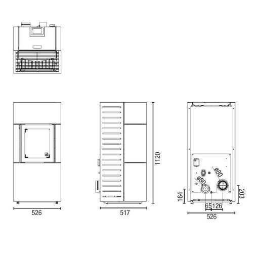 Austroflamm Pelletofen Percy | mit Wlan und Fernbedienung | Maße