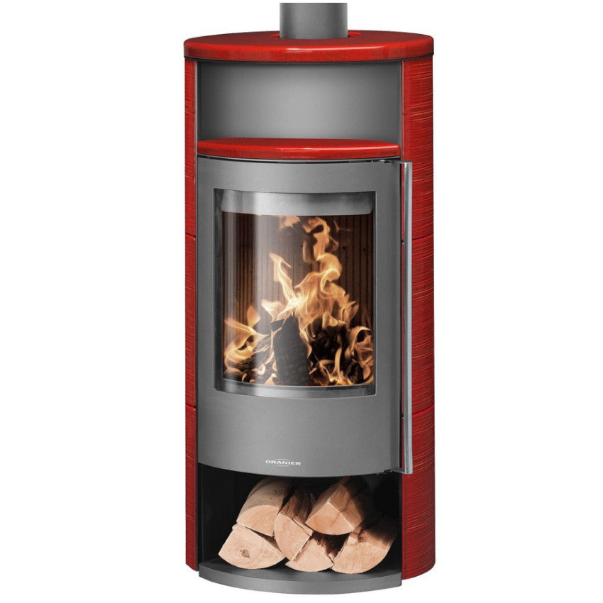 ORANIER | Polar Neo 8 | Kaminofen| Gussgrau | 8.0 kW |Paprikarot