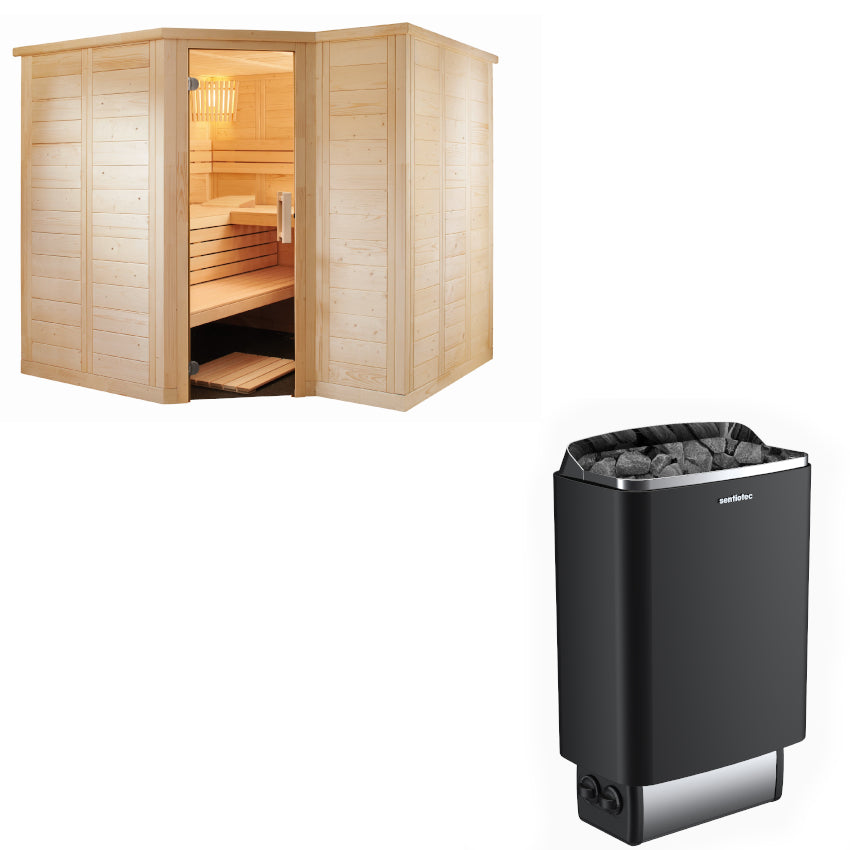 Sentiotec Sauna Set Polaris Large mit Saunaofen 100 inkl. Steuerung | klimaworld.com