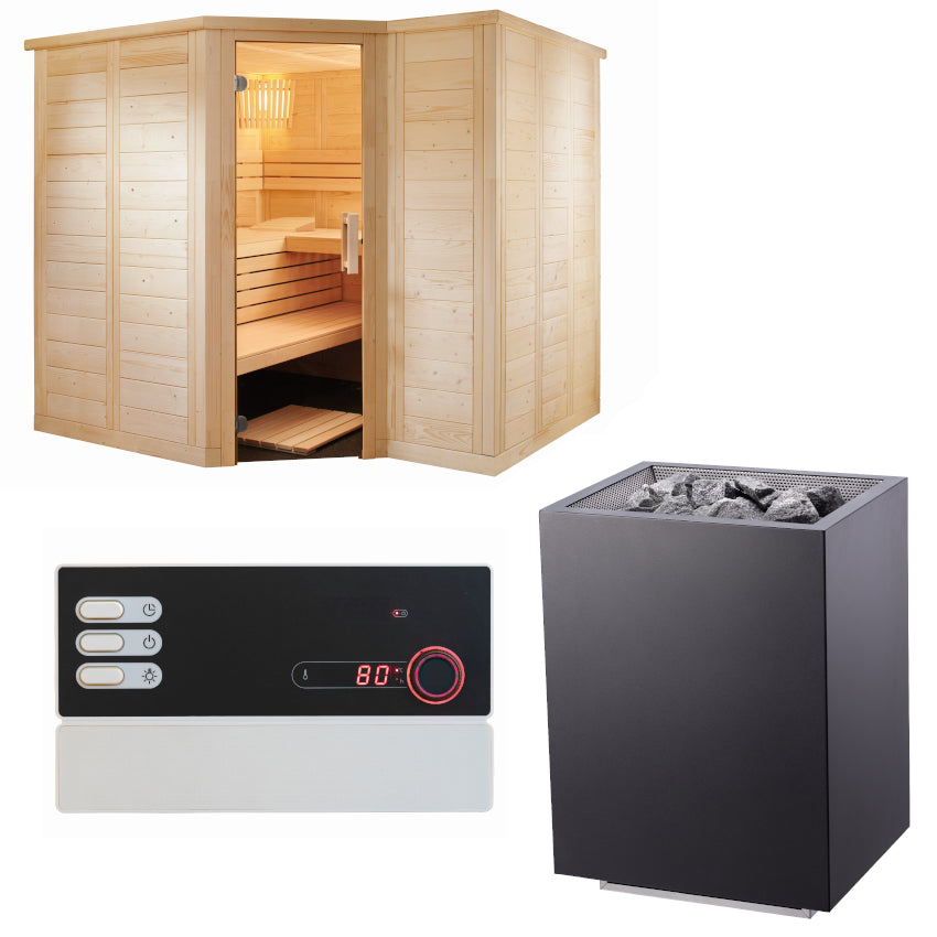 Sentiotec Sauna Set Polaris Large mit Saunaofen und Saunasteuerung | klimaworld.com
