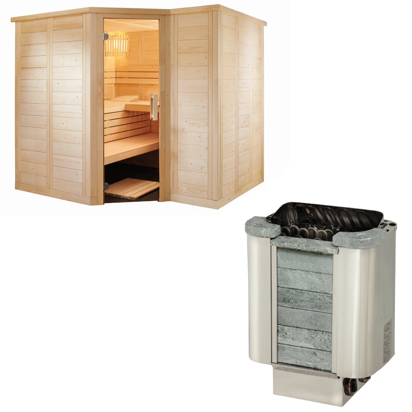 Sentiotec Sauna Set Polaris Large mit Saunaofen inkl. Steuerung | klimaworld.com