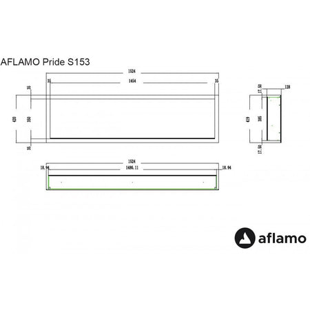 Aflamo LED Elektrokamin Pride S153, Maßzeichnung | klimaworld.com