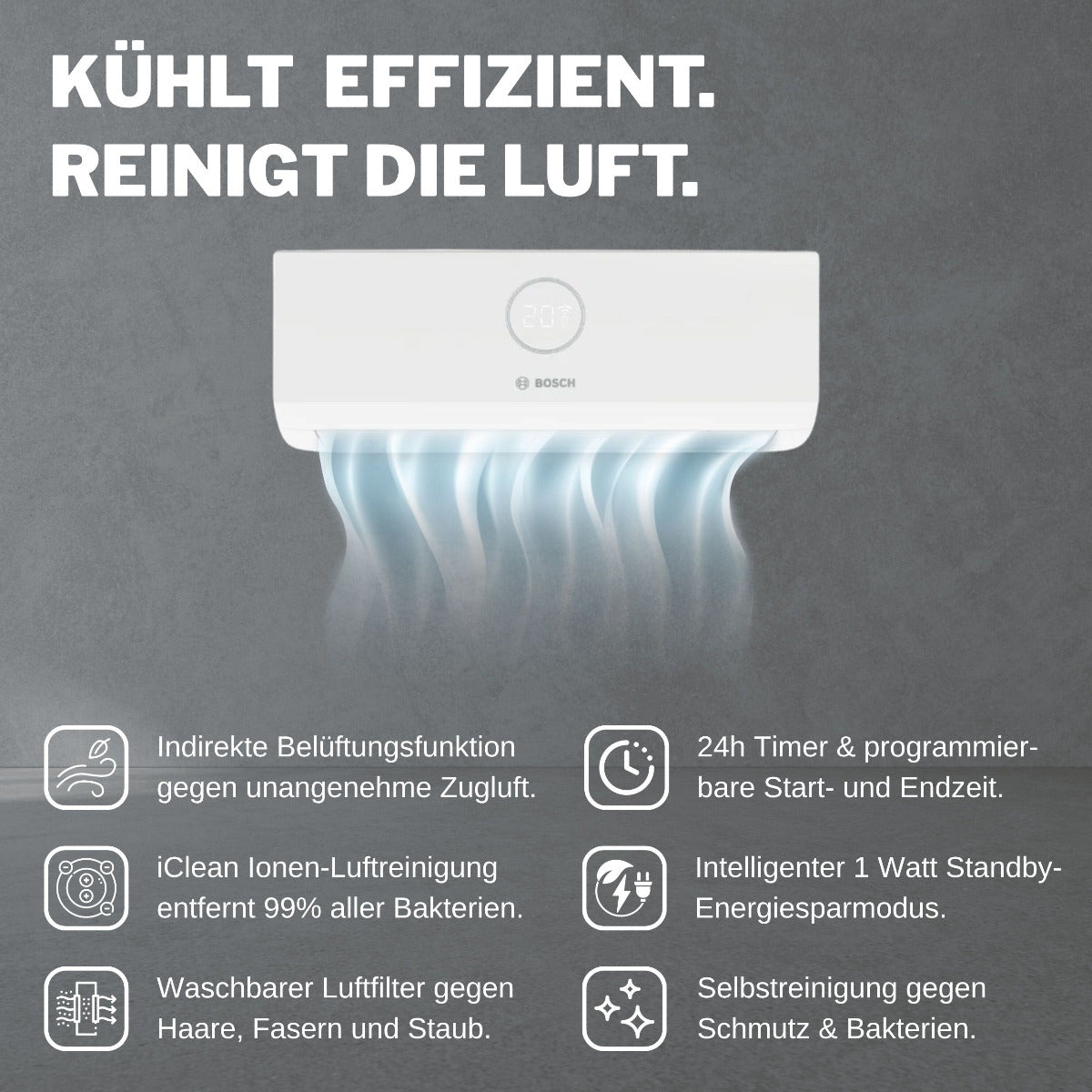 BOSCH Klimaanlage Wandgerät CL3000iU W 20 E mit 2,0 kW | klimaworld.com