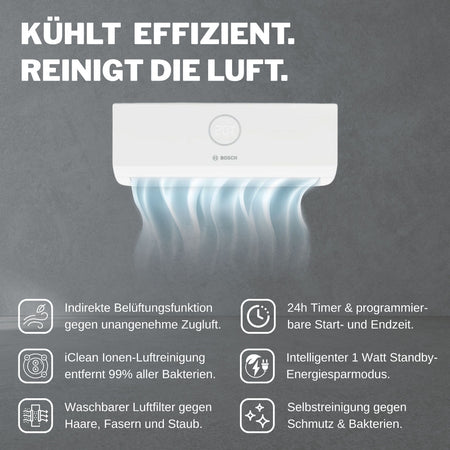 BOSCH Klimaanlage Wandgerät CL3000iU W 20 E mit 2,0 kW | klimaworld.com