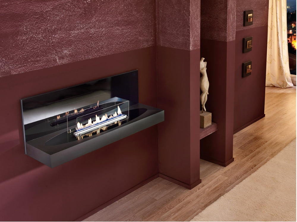 ebios-fire Wandkamin Quadra Wall - Milieu Mattschwarz