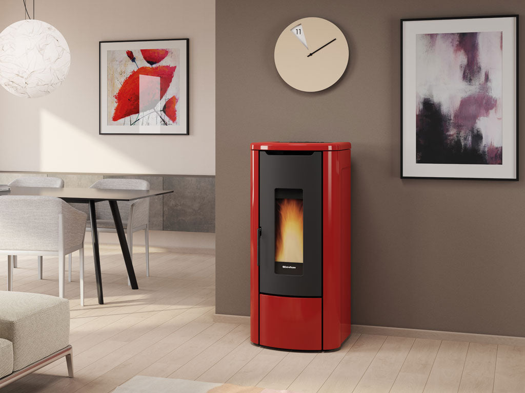 Extraflame Pelletofen Rosanna Idro bordeaux Ambientebild