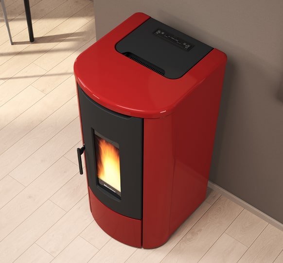 Extraflame Pelletofen Rosanna Idro bordeaux Detailansicht