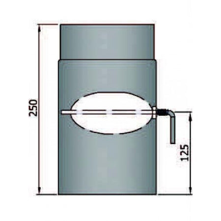 Rauchrohr 250mm mit L Klappe Durchmesser 180mm