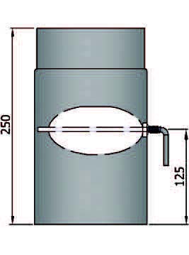 Rauchrohr 250mm mit L Klappe Durchmesser 180mm