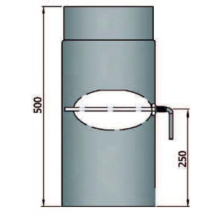 Rauchrohr 500mm mit L Drosselklappe Durchmesser 180mm