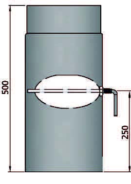 Rauchrohr 500mm mit L Drosselklappe Durchmesser 180mm
