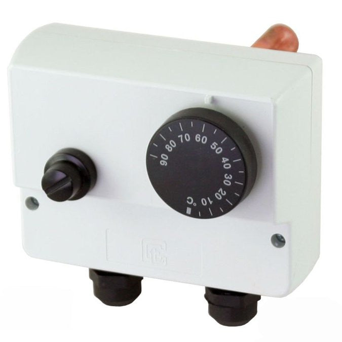 Kesseldoppelthermostat, STB, Tauchhülse, Temp. 0-90°C