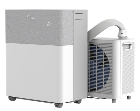 Midea PortaSplit | gestapelt | Innen- und Außengerät seitlich rechts Klimaworld.com