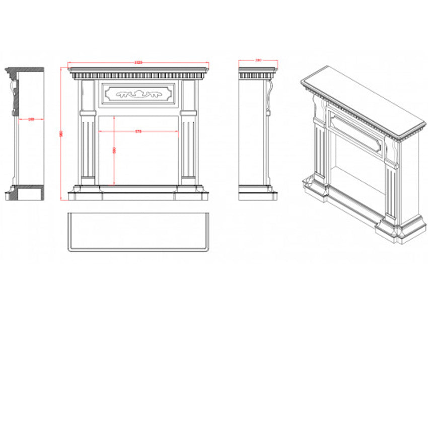 Aflamo Riviera Elektrokamin Korpus Maße  | klimaworld.com