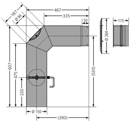 Rohrset - standard | Drosselklappe, DWF, Rosette | Maße