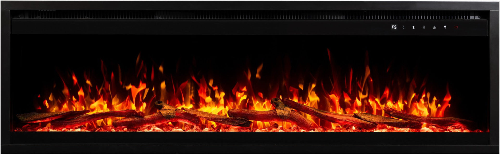 Aflamo Elektrokamin Royal Pro 100 orange mit Kristallen und Holz | klimaworld.com