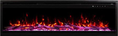 Aflamo Elektrokamin Royal Pro 120 lila mit Kristallen und Holz | Klimaworld.com