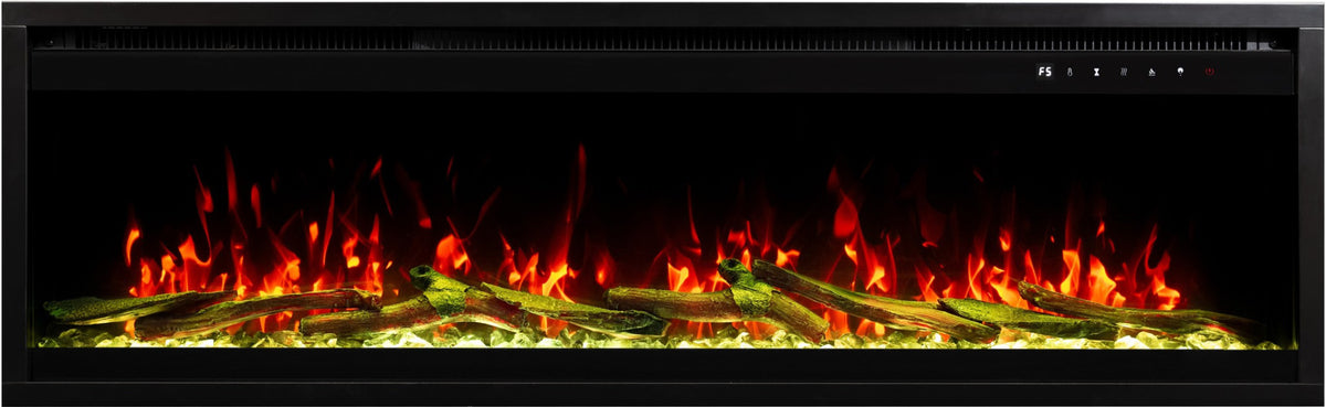 Aflamo Elektrokamin Royal Pro 140 grün mit Kristallen und Holz | Klimaworld.com