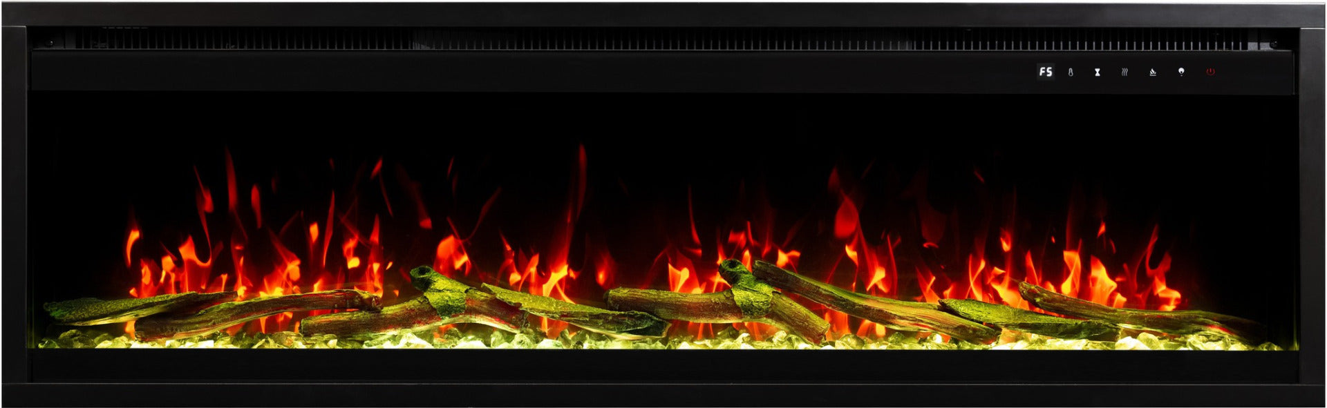 Aflamo Elektrokamin Royal Pro 140 grün mit Kristallen und Holz | Klimaworld.com