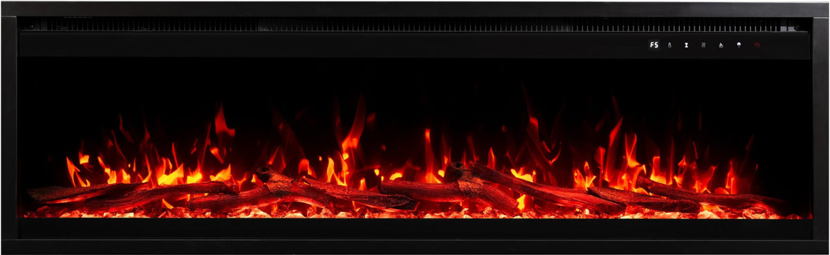 Aflamo Elektrokamin Royal Pro 140 rot mit Kristallen und Holz | Klimaworld.com