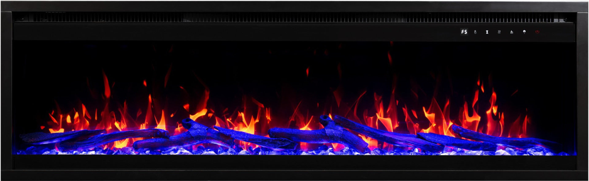 Aflamo Elektrokamin Royal Pro 160 dunkel blau mit Kristallen und Holz | Klimaworld.com