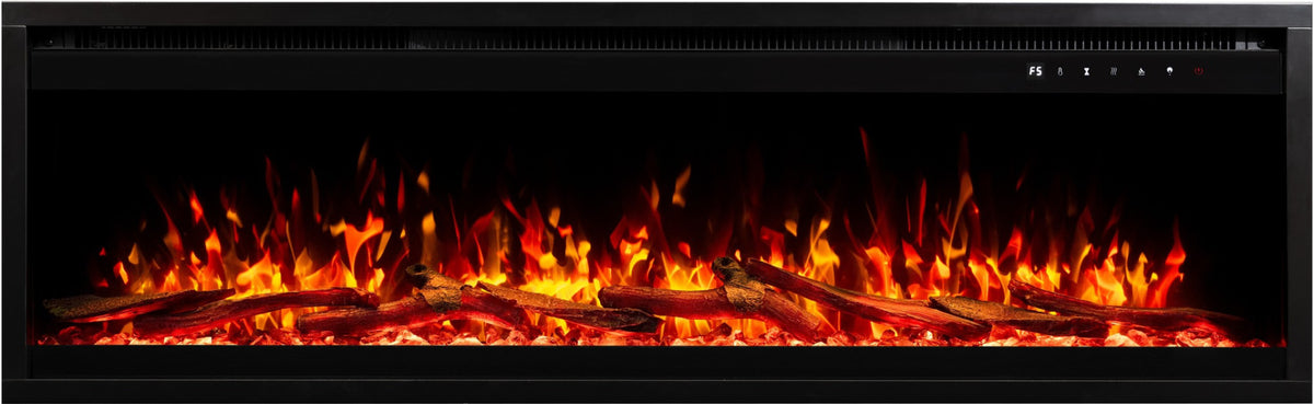 Aflamo Elektrokamin Royal Pro 180 orange mit Kristallen und Holz | Klimaworld.com