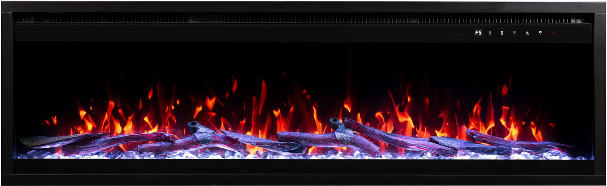 Aflamo Elektrokamin Royal Pro 180 weiss mit Kristallen und Holz | Klimaworld.com