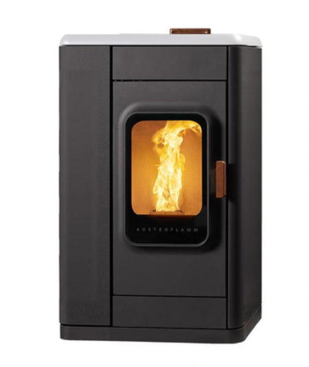 Austroflamm Pelletkamin Stahlverkleidung, Deckel weiße Keramik | klimaworld.com