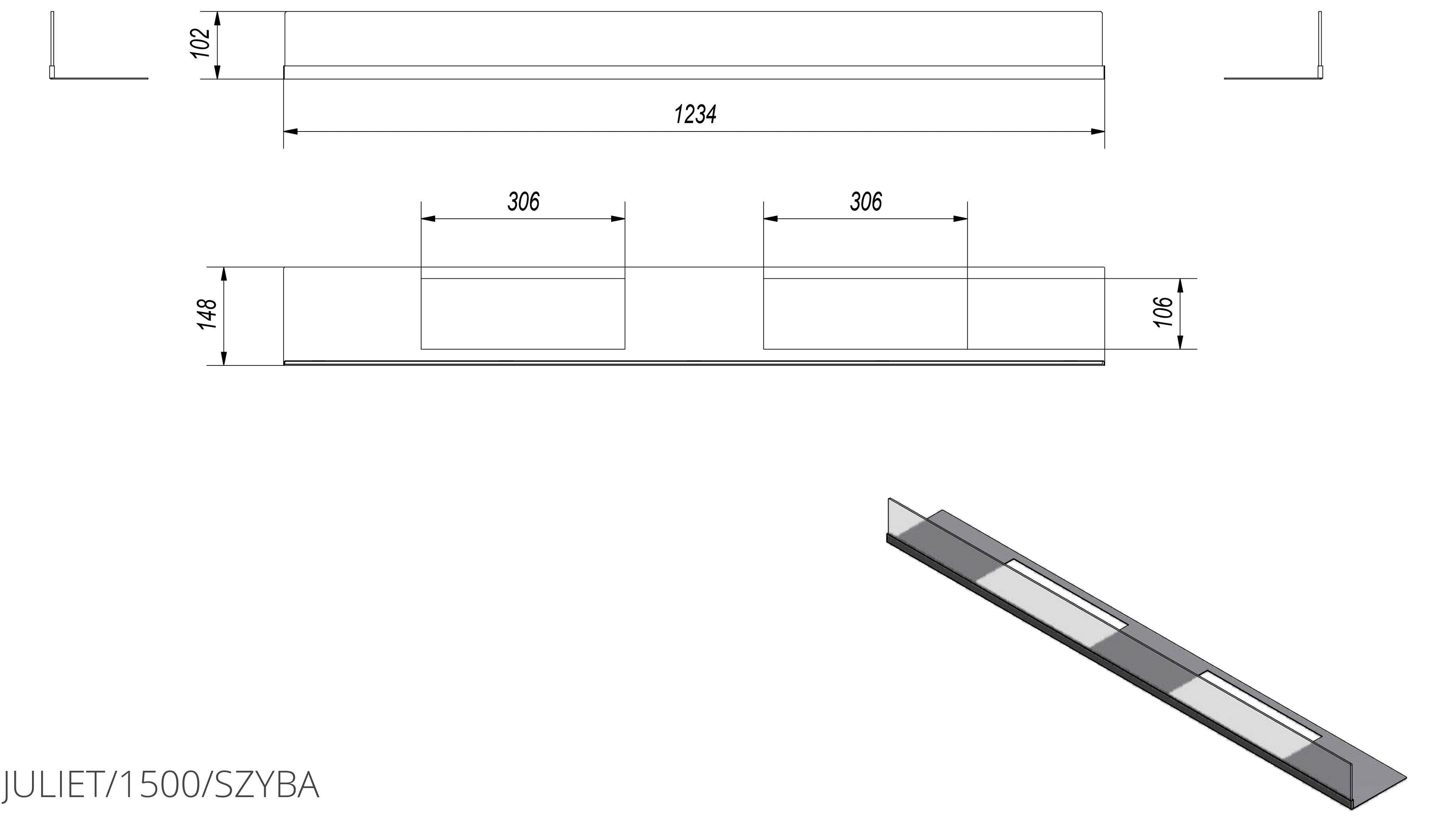 Technische Zeichnung - JULIET/1500/SZYBA