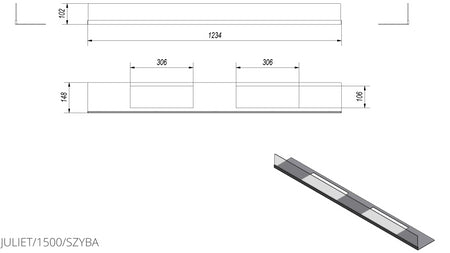 Technische Zeichnung - JULIET/1500/SZYBA