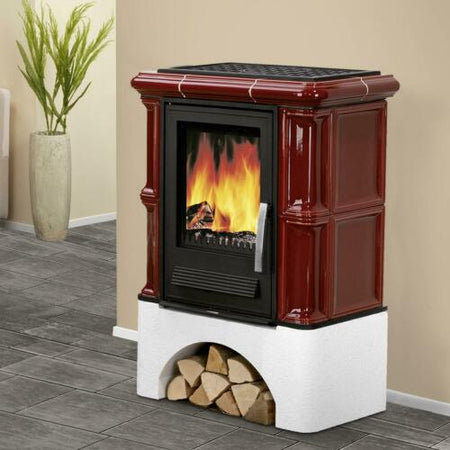 Justus | Kamin | Bavaria | Bordeauxrot  mit Sockel | 7,0 kW ➩ Klimaworld