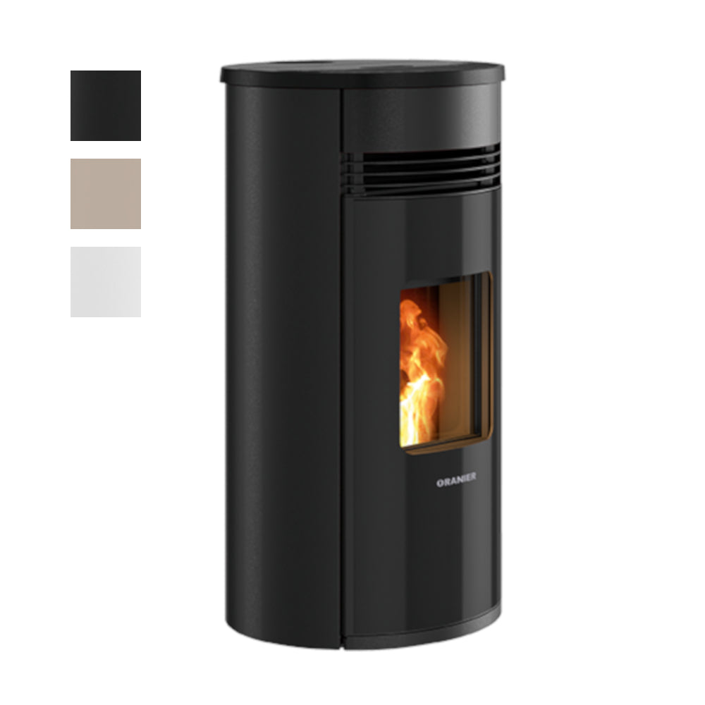 Moderner Pelletofen SANDO 60 von Oranier in der Farbauswahl, Modell in Schwarz als Beispiel | klimaworld.com