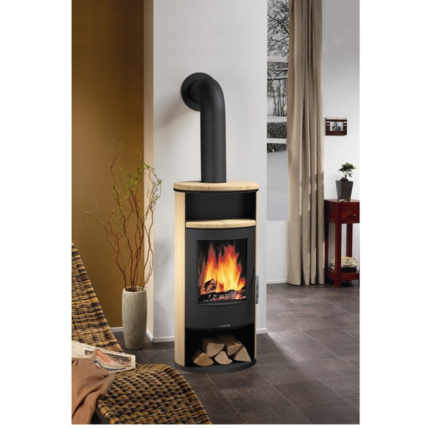 Justus | Kamin | Island 5 | Sandstein | Stahl Schwarz ➩ Klimaworld