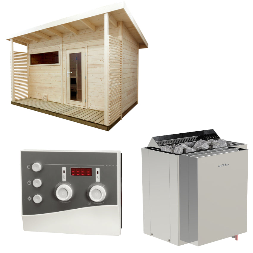 Sentiotec Sauna Set Scala Large mit Saunaofen Viking Combi und Steuerung K3-Next | klimaworld.com