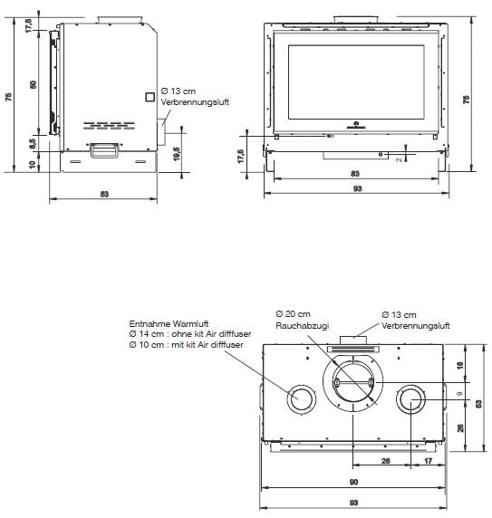 Edilkamin Holzkamineinsatz Screen Up 100 | 14,6 kW