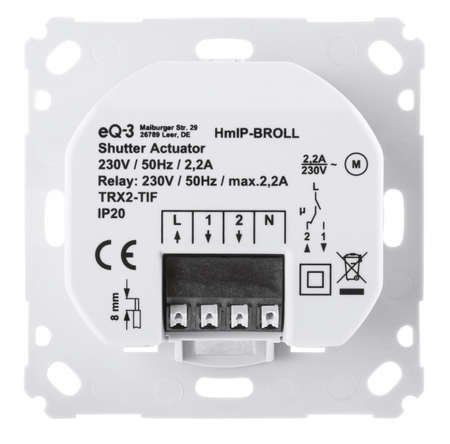 Homematic IP Rollladenaktor für Markenschalter (auch für Markisen geeignet) | eQ-3 | HmIP-BROLL
