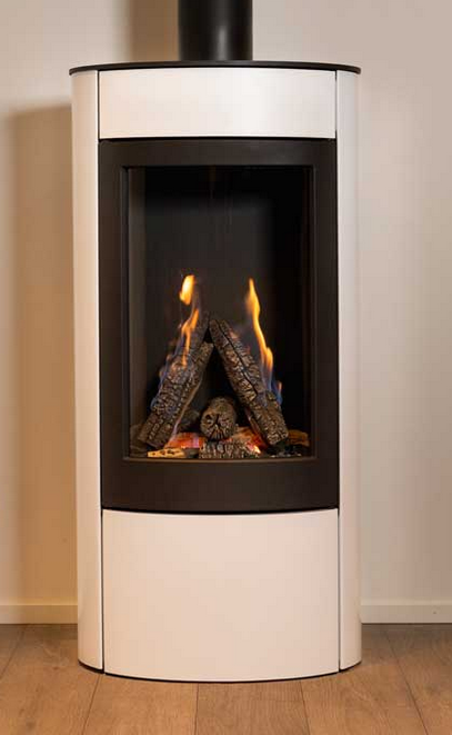 Wanders Gaskamin XL | Stahlmantel in Weiss | klimaworld