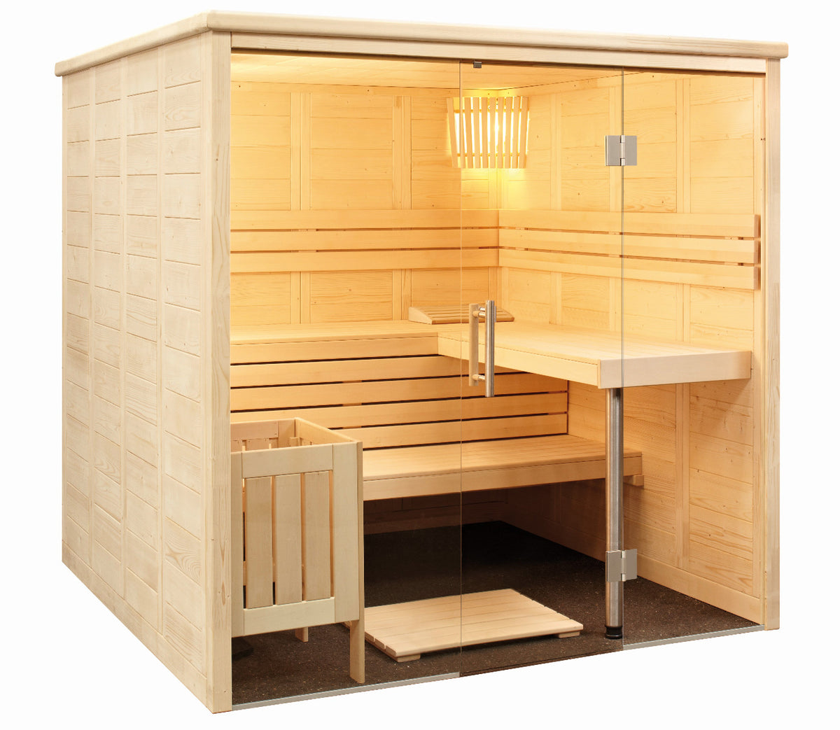 Sentiotec Sauna Set Alaska View mit Saunaofen 100 inkl. Steuerung | klimaworld.com
