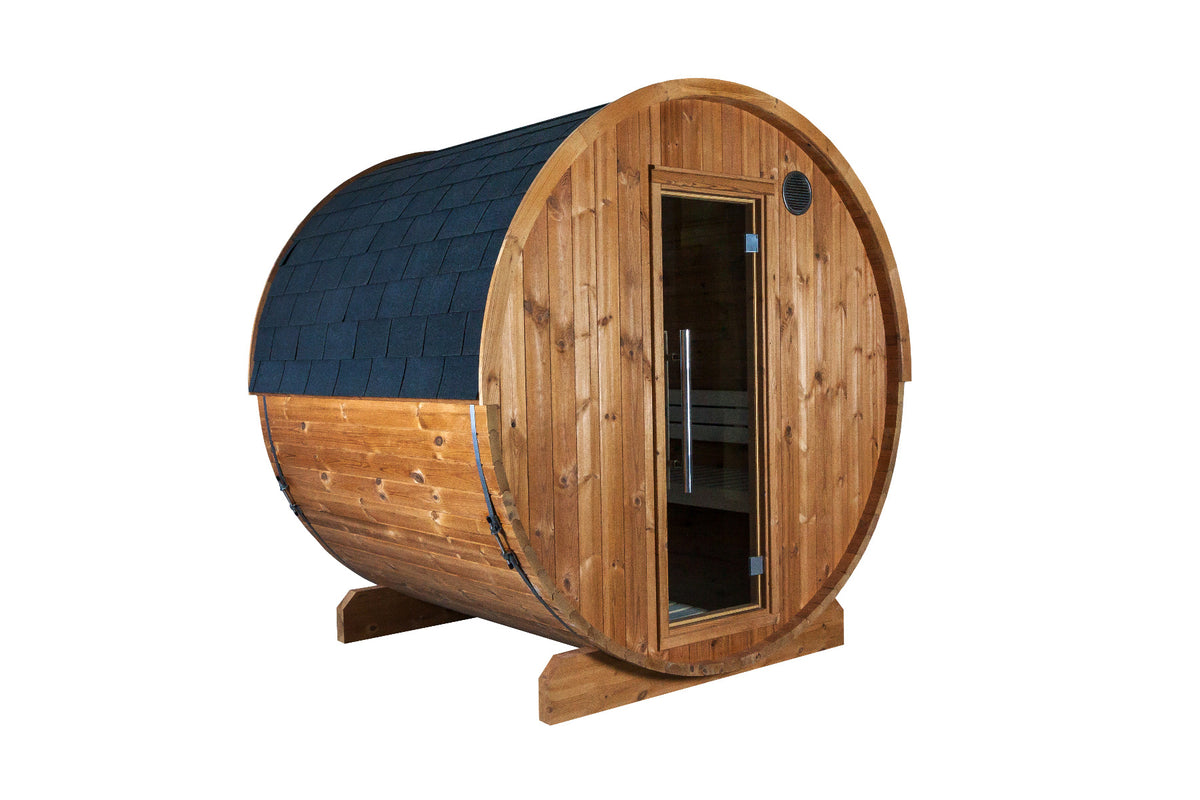 Sentiotec Sauna Set Kaski 180 View mit Saunaofen Home FIN und Steuerung Pro B2 | klimaworld.com