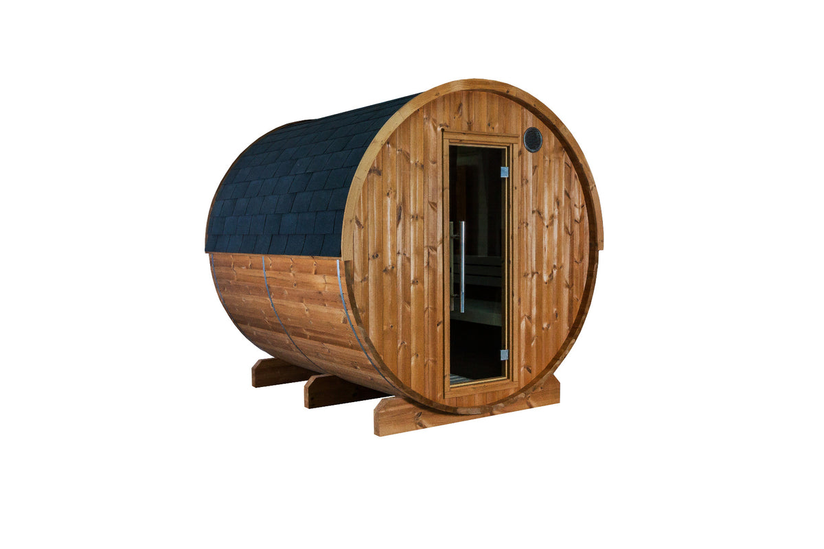 Sentiotec Sauna Set Kaski 220 Panorama mit Saunaofen 100 inkl. Steuerung | klimaworld.com