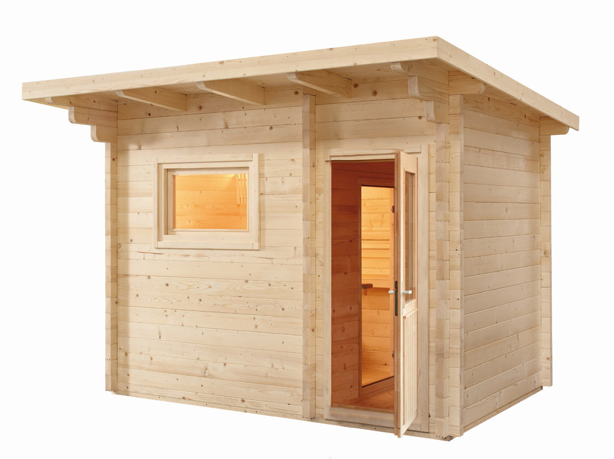 Sentiotec Sauna Set Gartensauna LAVA mit Saunaofen 100 inkl. Steuerung | klimaworld.com