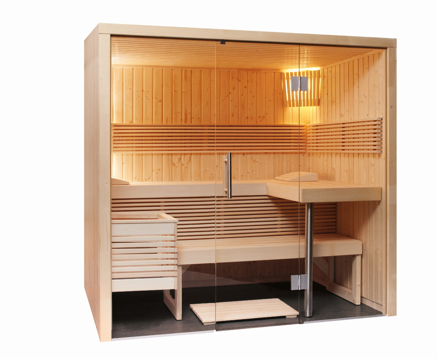 Sentiotec Sauna Set Panorama Small mit Saunaofen Nordex Combi Next und Saunasteuerung Pro B3 | klimaworld.com