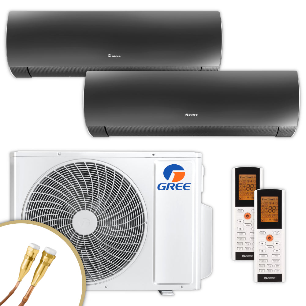 GREE | Multisplit-Klimaanlage FAIRY BLACK | 2,7 kW + 3,5 kW | Quick-Connect