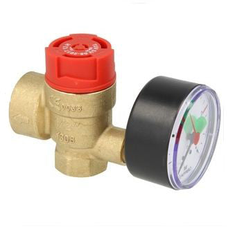 Sicherheitsventil 1/2" Heizung, 3bar mit Manometer